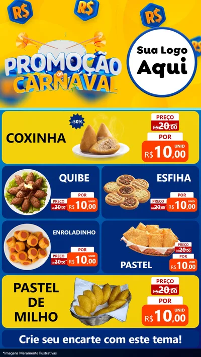 Modelo de TV para TV Vertical com o tema Promoção de Carnaval para Salgadaria