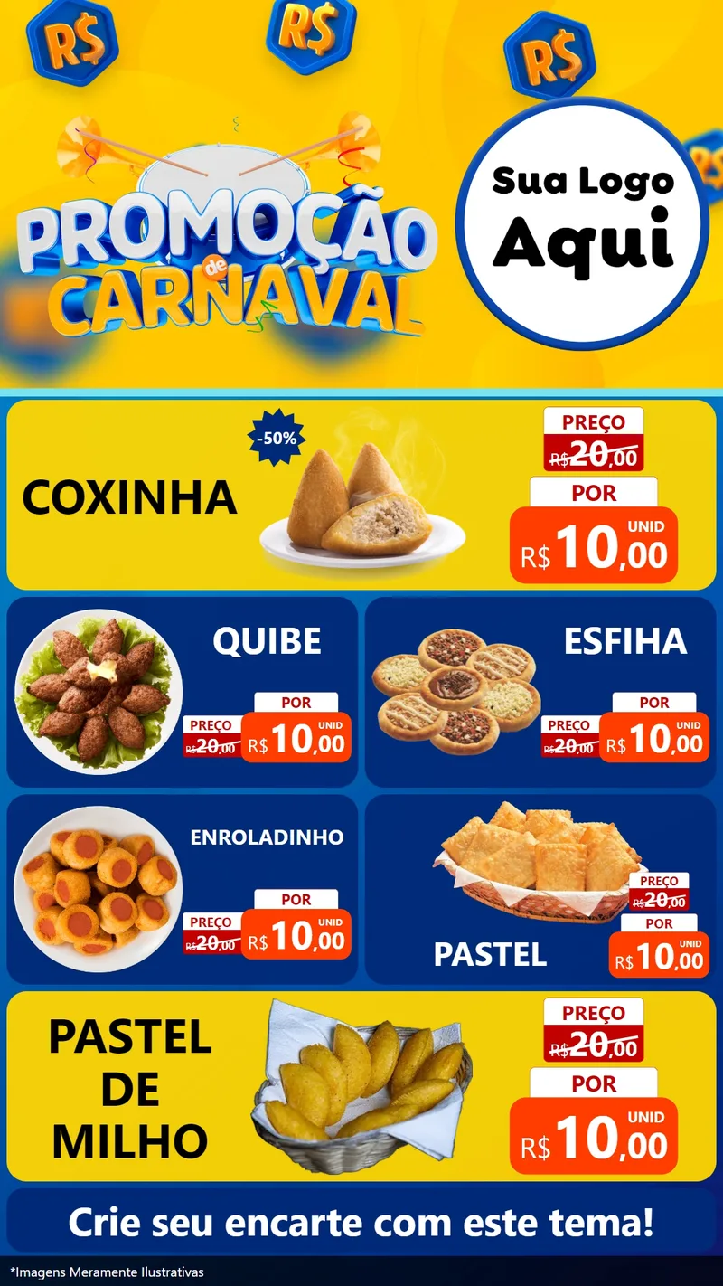 Modelo de TV para TV Vertical com o tema Promoção de Carnaval para Salgadaria