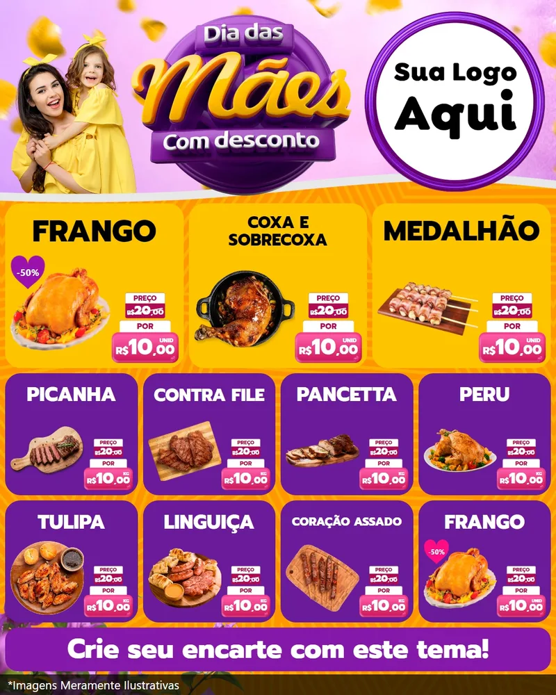 Modelo de Rede Social para Feed Instagram com o tema Dia das Mães com Desconto para Assados