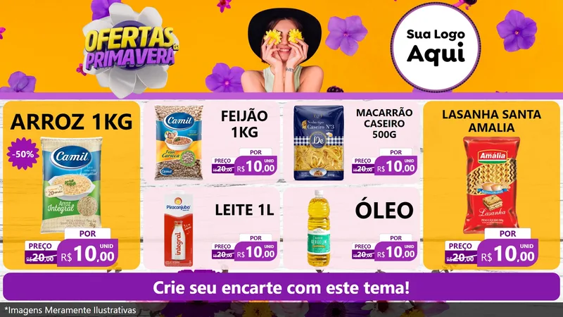 Modelo de TV para TV Horizontal com o tema Ofertas Da Primavera para Supermercado