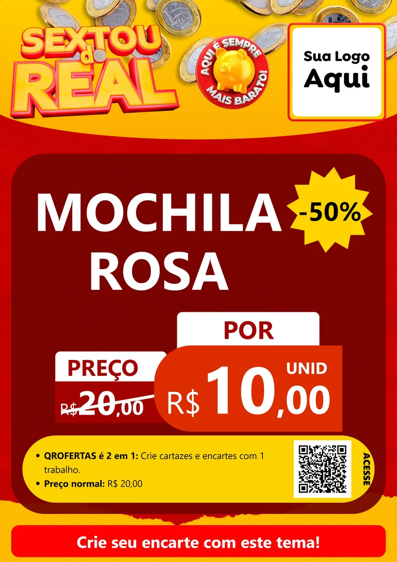 Modelo de Cartaz para Cartaz A4 Vertical com o tema Sextou do Real para Papelaria
