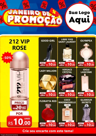 Modelo de Encarte para Encarte A4 Vertical com o tema Janeiro de Promoção para Perfumes