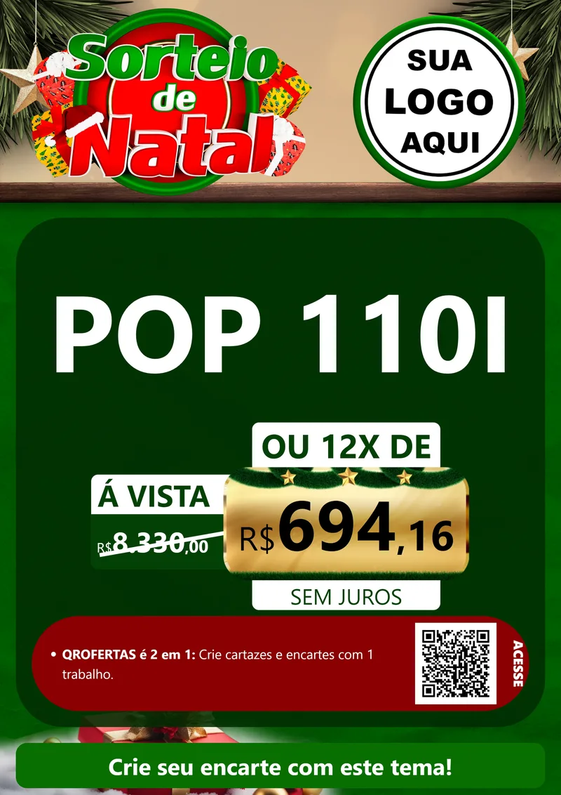 Modelo de Cartaz para Cartaz A4 Vertical com o tema Sorteio de Natal para Concessionaria de Motos