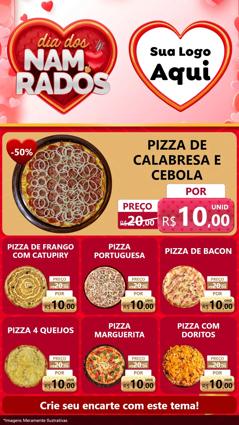 Modelo de Rede Social para Stories com o tema Dia dos Namorados para Pizzaria