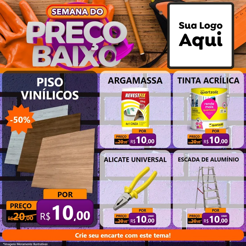 Modelo de Rede Social para Feed Facebook com o tema Semana do Preço Baixo - Construção para Material para Construção