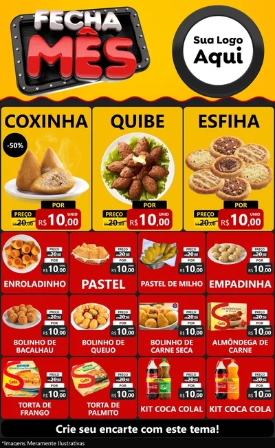 Modelo de Encarte para Encarte Grande com o tema Fecha Mês para Salgadaria