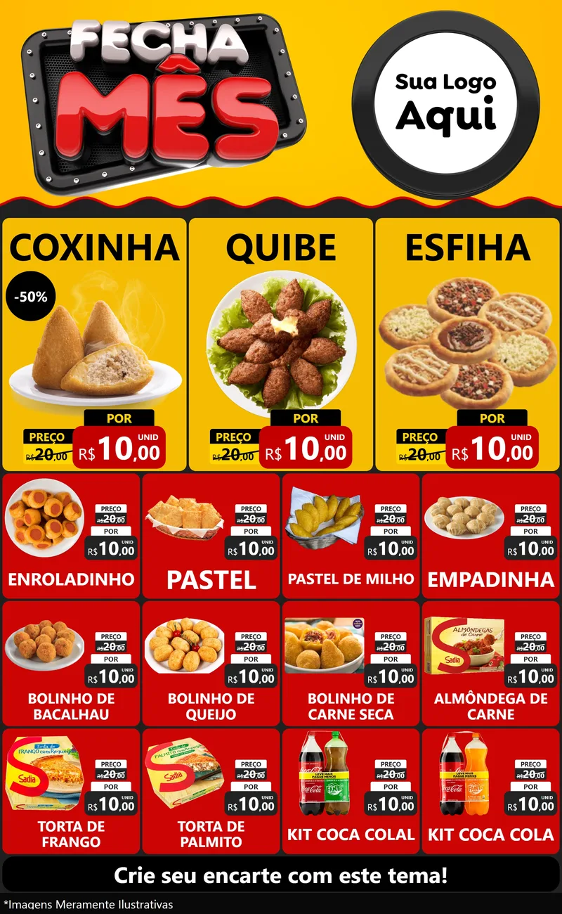 Modelo de Encarte para Encarte Grande com o tema Fecha Mês para Salgadaria