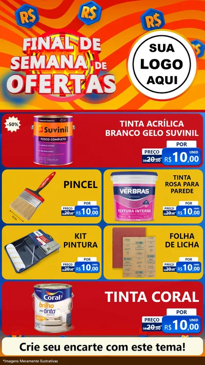 Modelo de TV para TV Vertical com o tema Final de Semana de Ofertas para Tintas e Ferramentas