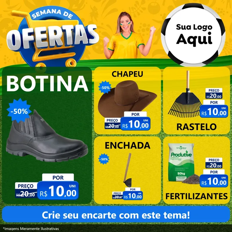 Modelo de Rede Social para Feed Facebook com o tema Semana de Ofertas - Copa para Agropecuária