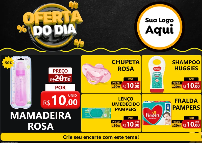 Modelo de Encarte para Encarte A4 Horizontal com o tema Oferta Do Dia para Bebês