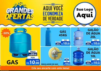 Modelo de Encarte para Encarte A4 Horizontal com o tema Grandes Ofertas para Água e gás