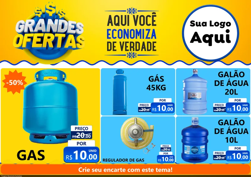 Modelo de Encarte para Encarte A4 Horizontal com o tema Grandes Ofertas para Água e gás