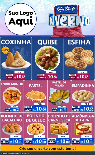 Modelo de Encarte para Encarte Grande com o tema Ofertas de Inverno para Salgadaria