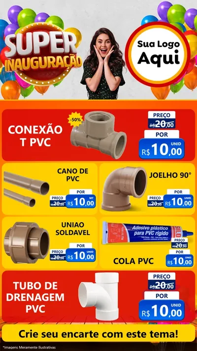 Modelo de TV para TV Vertical com o tema Super Inauguração para Tubos e conexões
