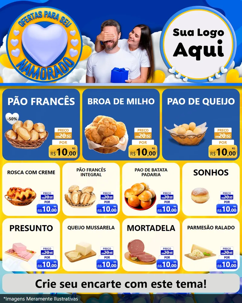 Modelo de Rede Social para Feed Instagram com o tema Ofertas Para Seu Namorado para Padaria