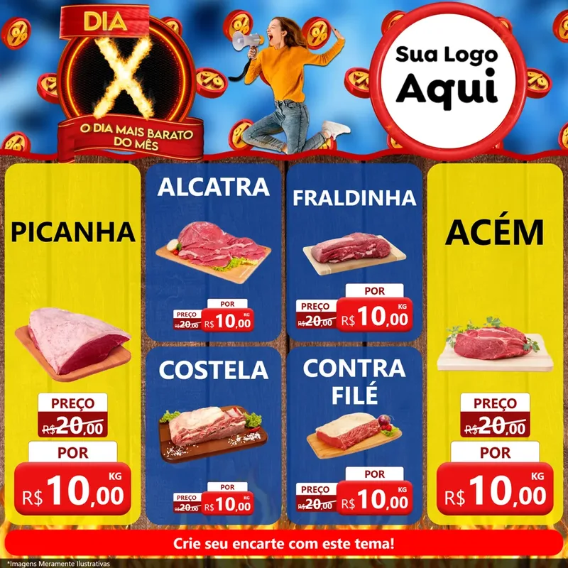 Modelo de Rede Social para Feed Facebook com o tema Dia X - O Dia Mais Barato Do Mês para Açougue