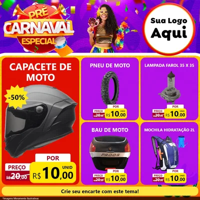 Modelo de Rede Social para Feed Facebook com o tema Pré-Carnaval Especial para Moto peças