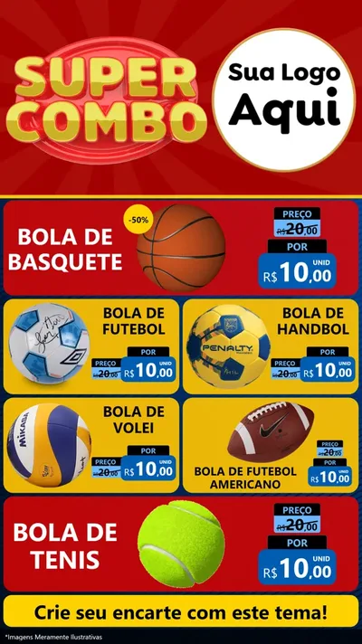 Modelo de TV para TV Vertical com o tema Super Combo para Artigos Esportivos