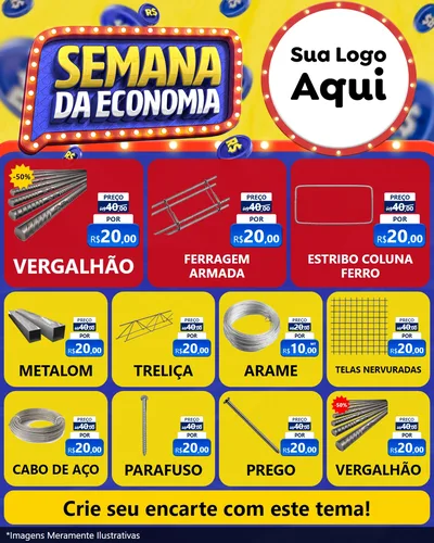 Modelo de Rede Social para Feed Instagram com o tema Semana da Economia para Ferragens