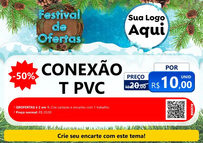 Modelo de Cartaz para Cartaz A4 Horizontal com o tema Festival de Ofertas - Inverno para Tubos e conexões