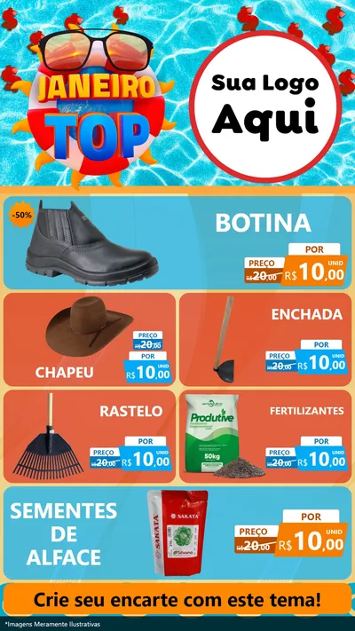 Modelo de TV para TV Vertical com o tema Janeiro Top para Agropecuária