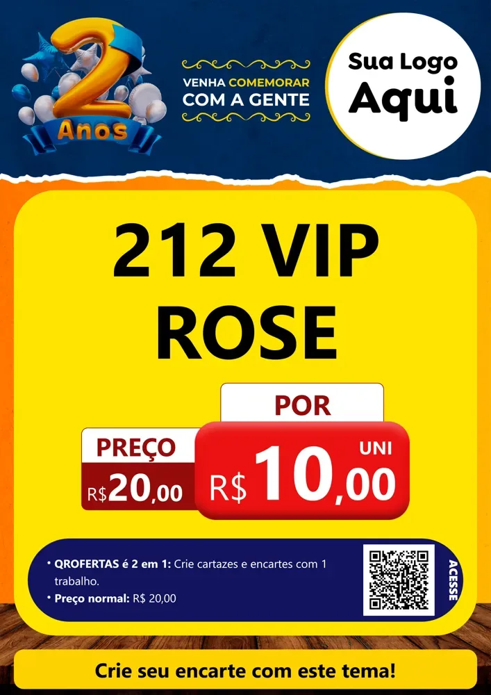 Modelo de Cartaz para Cartaz A4 Vertical com o tema Aniversário de 2 anos para Perfumes