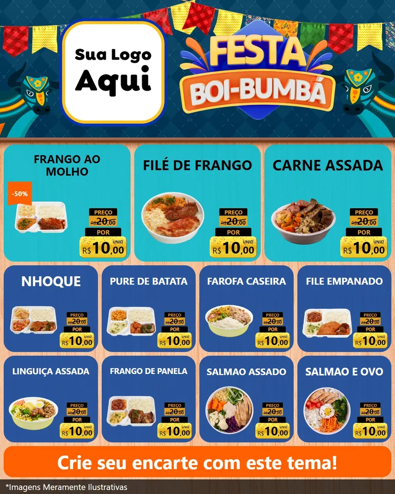 Modelo de Rede Social para Feed Instagram com o tema Festa Boi Bumbá para Restaurante
