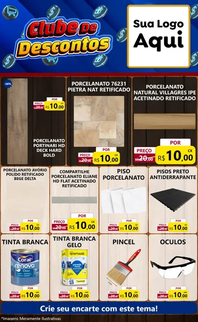 Modelo de Encarte para Encarte Grande com o tema Clube de Descontos para Pisos e revestimentos