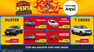 Modelo de TV para TV Horizontal com o tema Super Oferta Setembro para Concessionaria de Carros