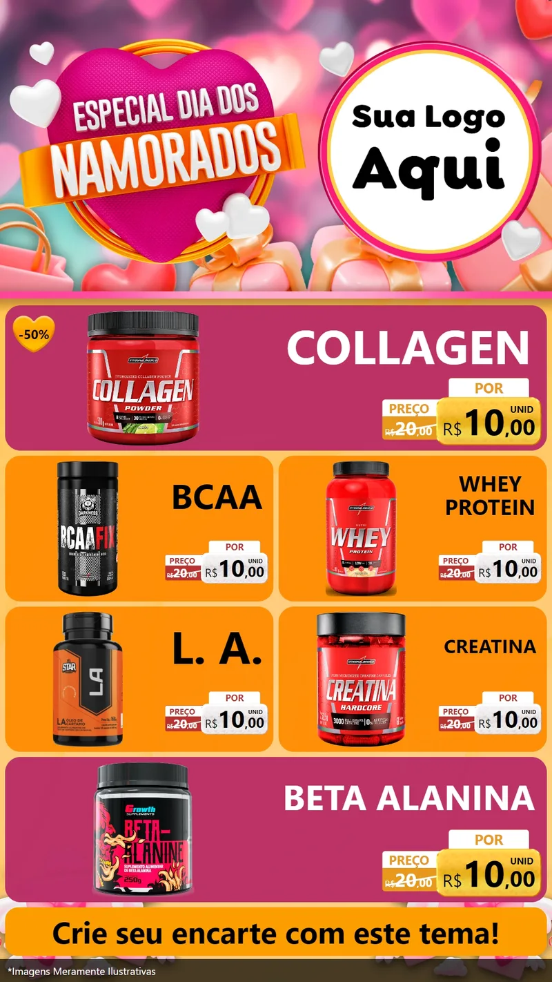 Modelo de TV para TV Vertical com o tema Especial Dia dos Namorados para Suplementos alimentares