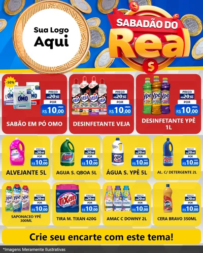 Modelo de Rede Social para Feed Instagram com o tema Sabadão do Real para Produtos de Limpeza