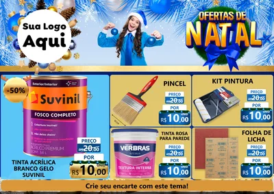 Modelo de Encarte para Encarte A4 Horizontal com o tema Ofertas de Natal para Tintas e Ferramentas