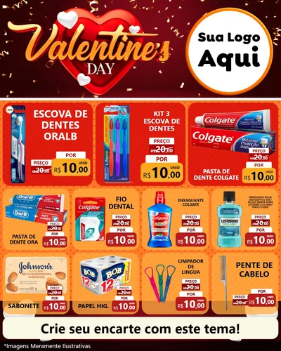 Modelo de Rede Social para Feed Instagram com o tema Valentine's Day para Higiene Pessoal