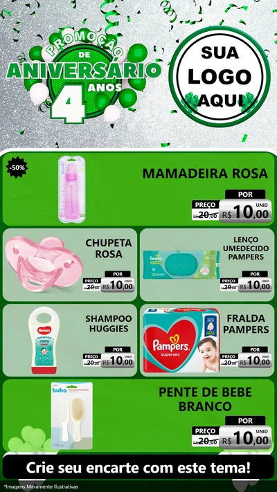 Modelo de TV para TV Vertical com o tema Promoção de Aniversário - 4 Anos para Bebês