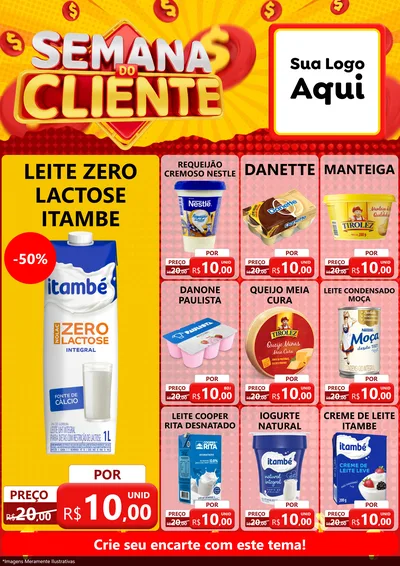 Modelo de Encarte para Encarte A4 Vertical com o tema Semana do Cliente para Frios e Laticínios