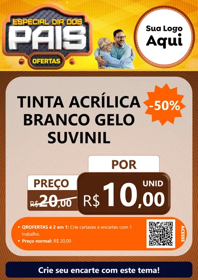 Modelo de Cartaz para Cartaz A4 Vertical com o tema Especial Dia dos Pais para Tintas e Ferramentas