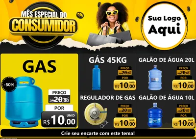 Modelo de Encarte para Encarte A4 Horizontal com o tema Mês Especial do Consumidor para Água e gás