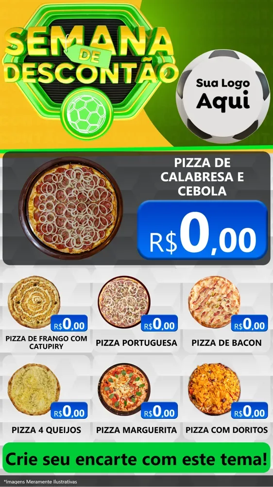 Modelo de Rede Social para Stories com o tema Semana de Descontão - Copa para Pizzaria