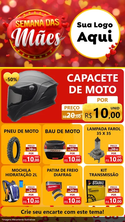 Modelo de Rede Social para Stories com o tema Semana das Mães para Moto peças