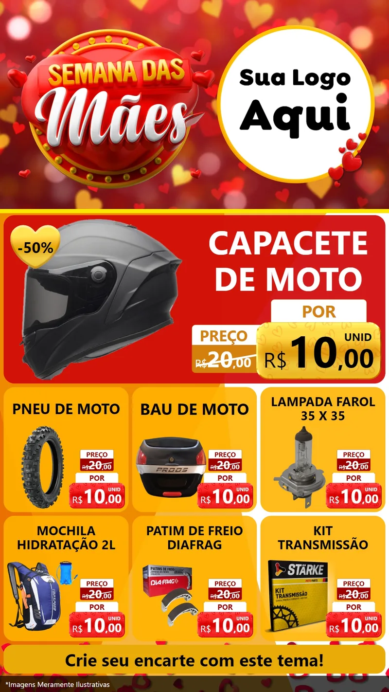 Modelo de Rede Social para Stories com o tema Semana das Mães para Moto peças