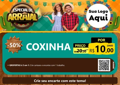 Modelo de Cartaz para Cartaz A4 Horizontal com o tema Especial De Arraial para Salgadaria