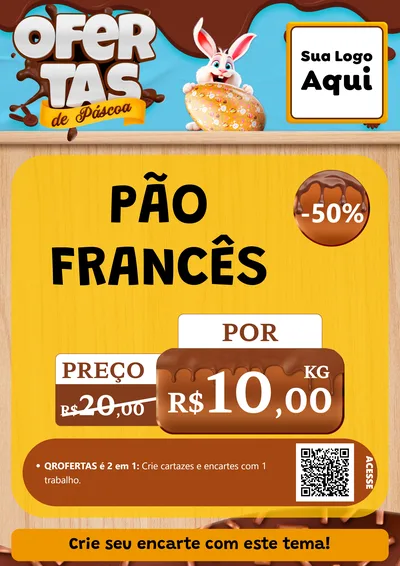 Modelo de Cartaz para Cartaz A4 Vertical com o tema Ofertas de Páscoa para Padaria