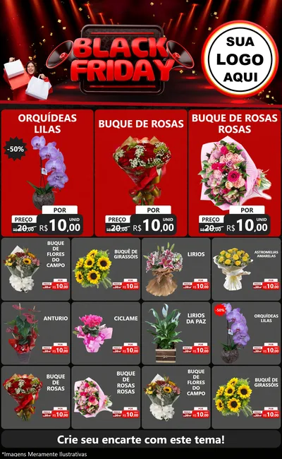 Modelo de Encarte para Encarte Grande com o tema Black Friday para Floricultura e jardim