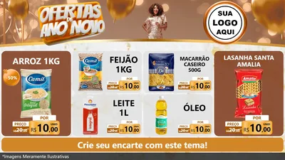 Modelo de TV para TV Horizontal com o tema Ofertas de Ano Novo para Supermercado