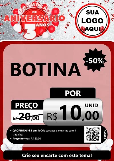 Modelo de Cartaz para Cartaz A4 Vertical com o tema Promoção de Aniversário - 3 Anos para Agropecuária