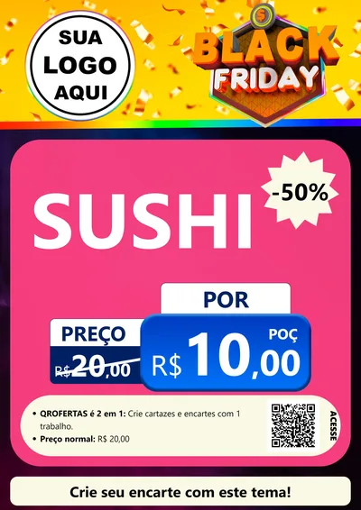 Modelo de Cartaz para Cartaz A4 Vertical com o tema Black Friday para Comida japonesa