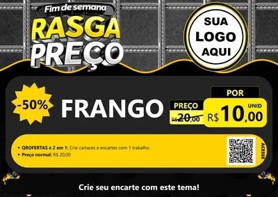 Modelo de Cartaz para Cartaz A4 Horizontal com o tema Fim de Semana Rasga Preço para Assados