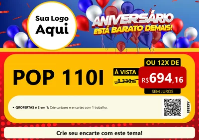 Modelo de Cartaz para Cartaz A4 Horizontal com o tema Aniversário para Concessionaria de Motos
