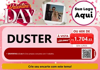 Modelo de Cartaz para Cartaz A4 Horizontal com o tema Valentine's Day para Concessionaria de Carros
