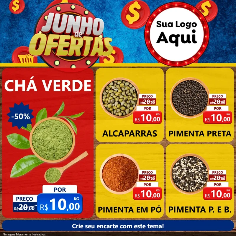 Modelo de Rede Social para Feed Facebook com o tema Junho de Ofertas para Produtos Naturais